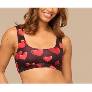 MeUndies Feel Free Square Neck Bralette Bundle – Heart Print & Purple SZ SM